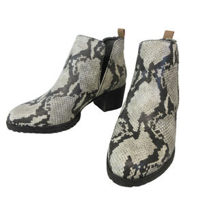 Dr. Scholl's Womens Sz 9 M Chelsea Ankle Boots London Faux Snakeskin Black Ivory